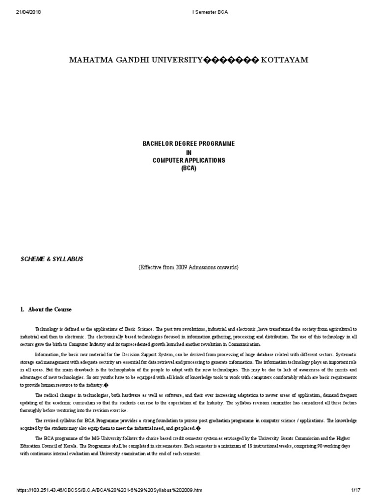 BCA Programme Syllabus Overview | PDF | Method (Computer Programming ...