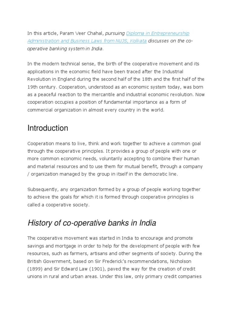 Co-operative Banking System in India | PDF | Cooperative | Banks