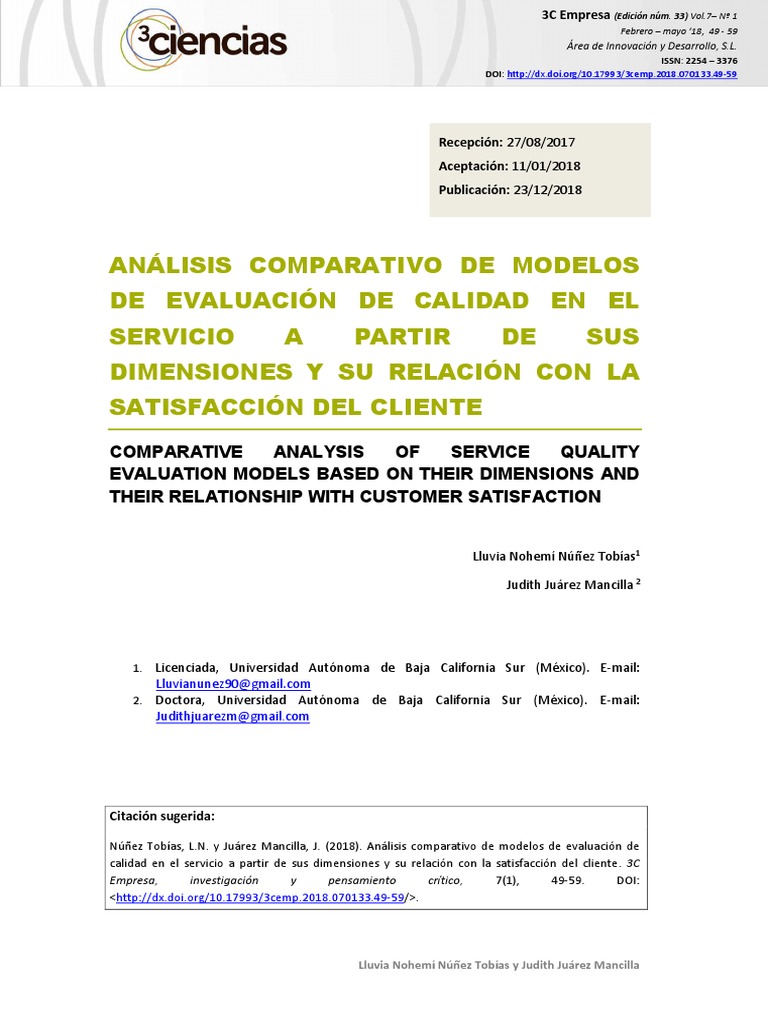 Modelos de Calidad de Servicio y Satisfacción | PDF | La satisfacción ...
