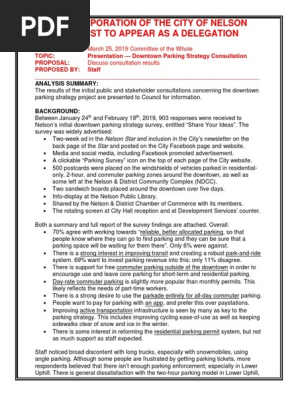 Nelson BC Parking Survey Results 2019