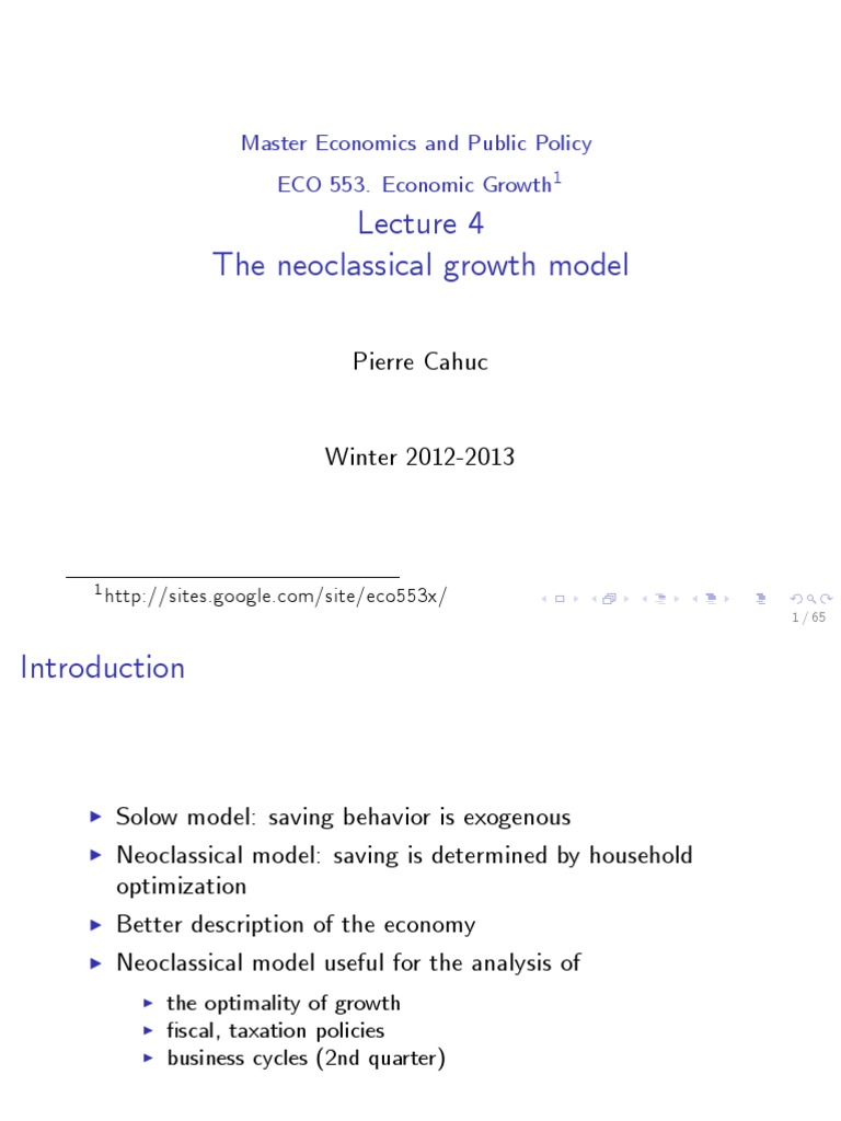 Neoclassical Growth Model Overview | PDF | Risk Aversion | Steady State