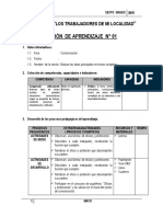 Sesión de Aprendizaje de La Unidad 6° Mayo - 2015