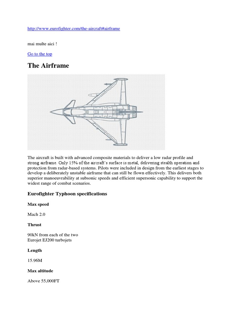 The Airframe: Eurofighter Typhoon Specifications | PDF | Aviation ...