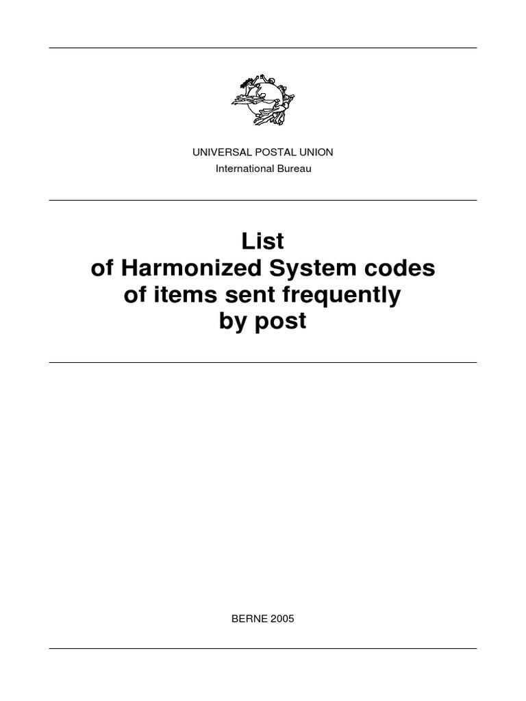 List of Harmonized System Codes of Items Sent Frequently by Post PDF Textiles Yarn