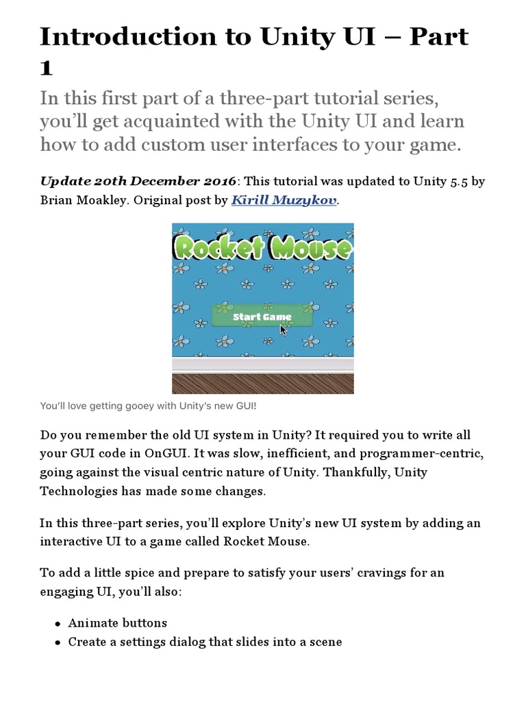 Introduction To Unity UI - Part 1 | PDF | Display Resolution | Graphical  User Interfaces
