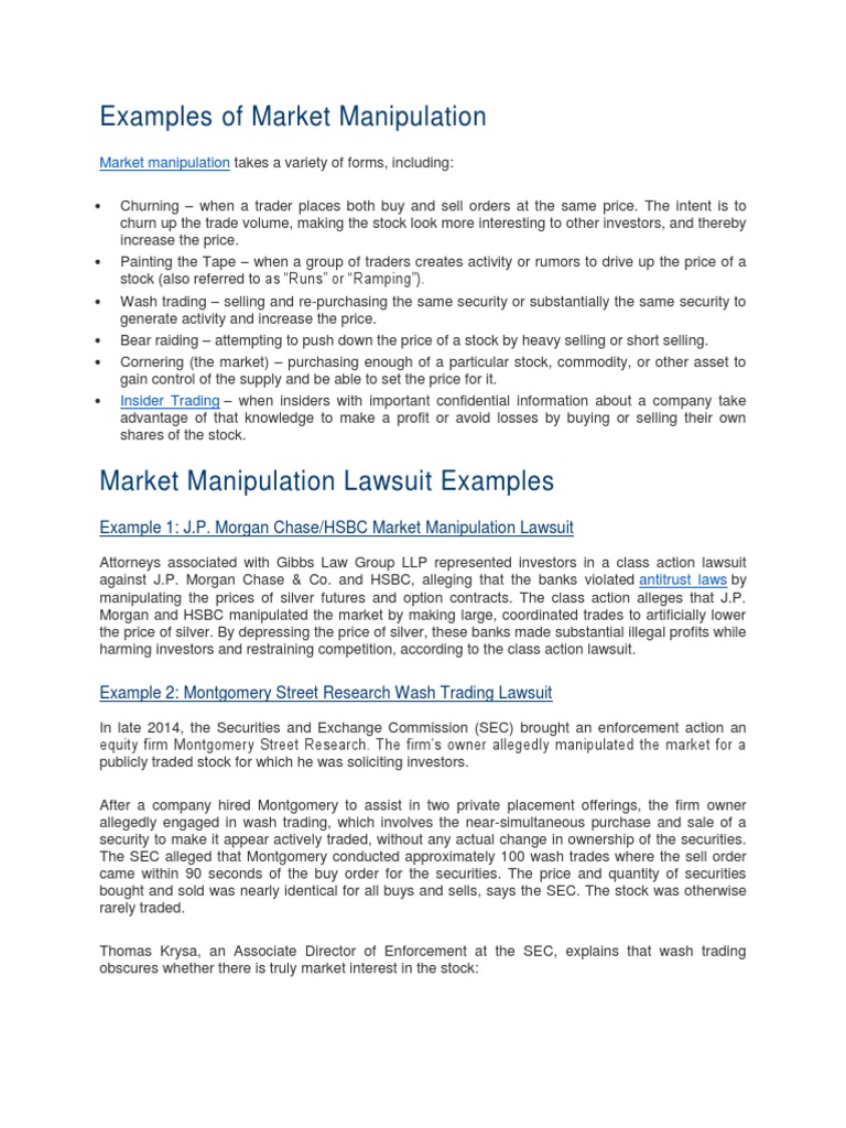 Examples of Market Manipulation PDF Warrant (Finance) Stocks