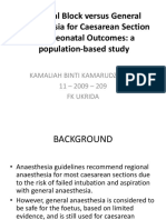 Regional Block Versus General Anaesthesia For Caesarean Section and Neonatal Outcomes: A Population-Based Study