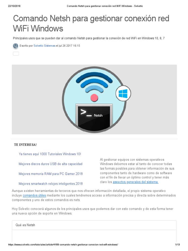 Comando Netsh para Gestionar Conexión Red WiFi Windows - Solvetic PDF ...