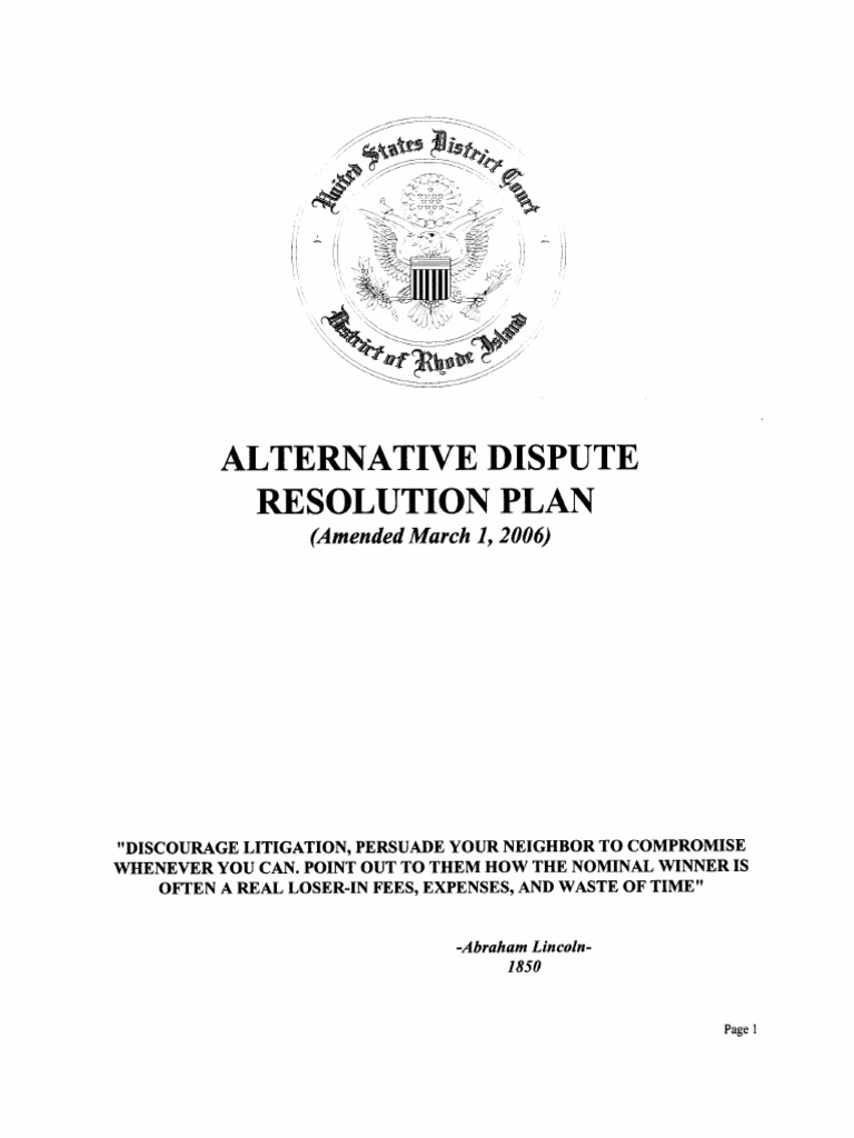 Alternative Dispute Resolution Plan: (Amended | PDF | Alternative ...