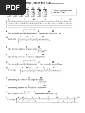 Here Comes The Sun Chords And Tabs Pdf Pdf Apple Records George Martin