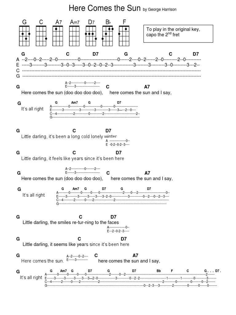 Here Comes the Sun (chords and tabs).pdf | Apple Records | George Martin