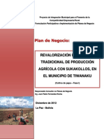 Plan de Negocios Sukakollos de Papa Tiwanaku