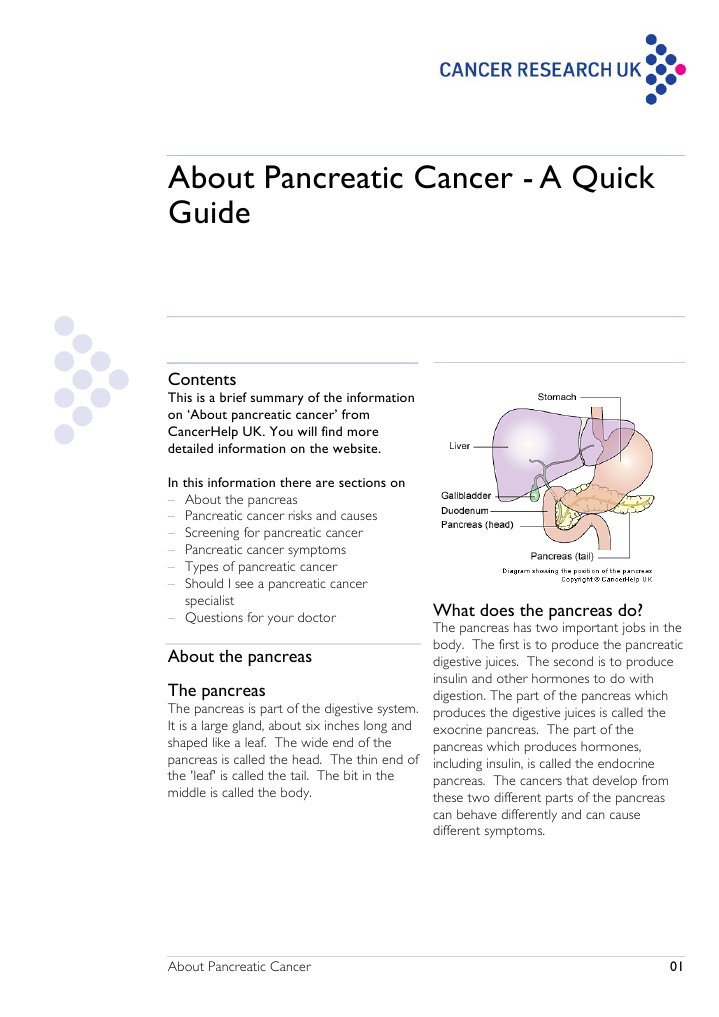 About Pancreatic Cancer - A Quick Guide | PDF | Pancreas | Pancreatic ...