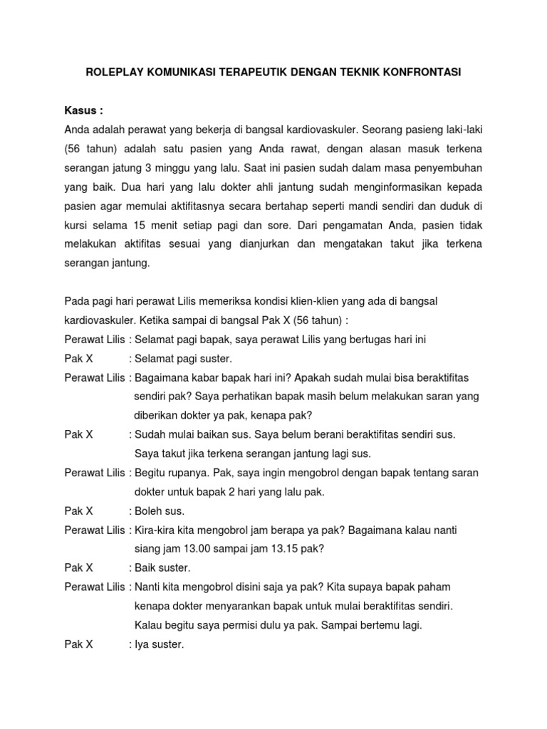 Roleplay Komunikasi Terapeutik Dengan Teknik Konfrontasi Docx