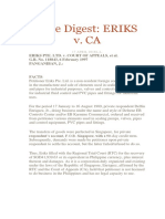 Case Digest: ERIKS v. CA: Eriks Pte. Ltd. V. Court of Appeals, Et Al. G.R. No. 118843, 6 February 1997 Panganiban, J.