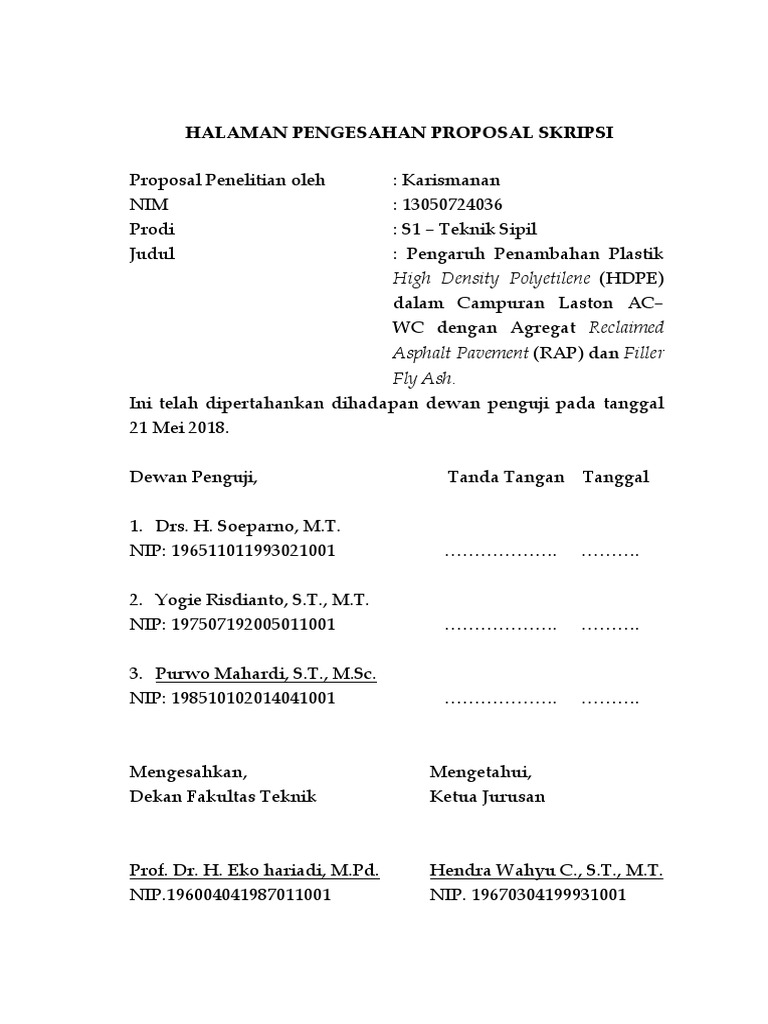 Halaman Pengesahan Skripsi Unesa | PDF