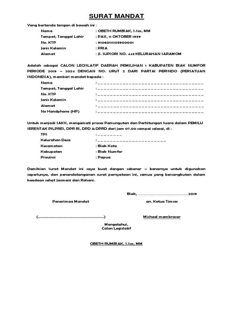 Surat mandat saksi doc Download as DOC PDF TXT or read online from Scribd.