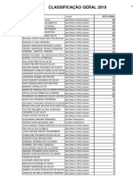 Lista de Classificação para Ingresso em 2019