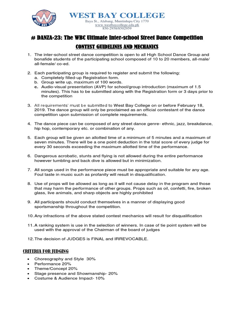 Danza-23 Street Dance Competition Rules | PDF | Dances | Entertainment