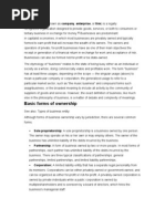 Basic Forms of Ownership: Sole Proprietorship: A Sole Proprietorship Is A Business Owned by One Person