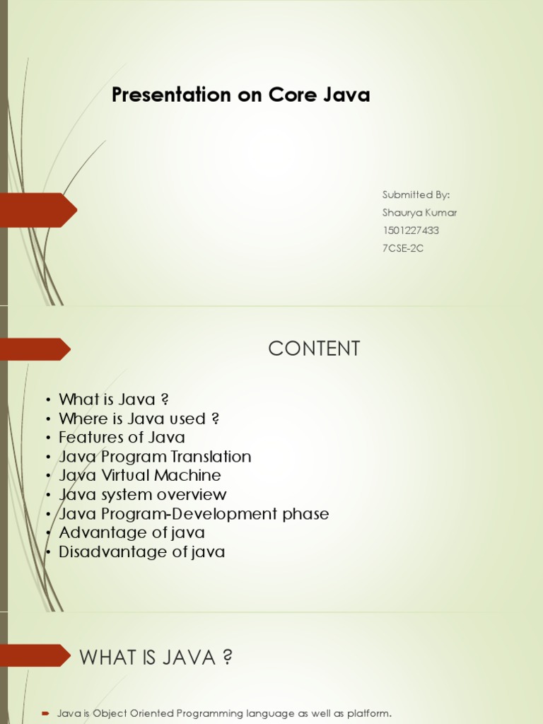 Presentation On Core Java | PDF | Java Virtual Machine | Java ...