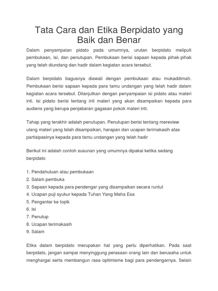 Tata Cara Dan Etika Berpidato Yang Baik Dan Benar Copy Docx