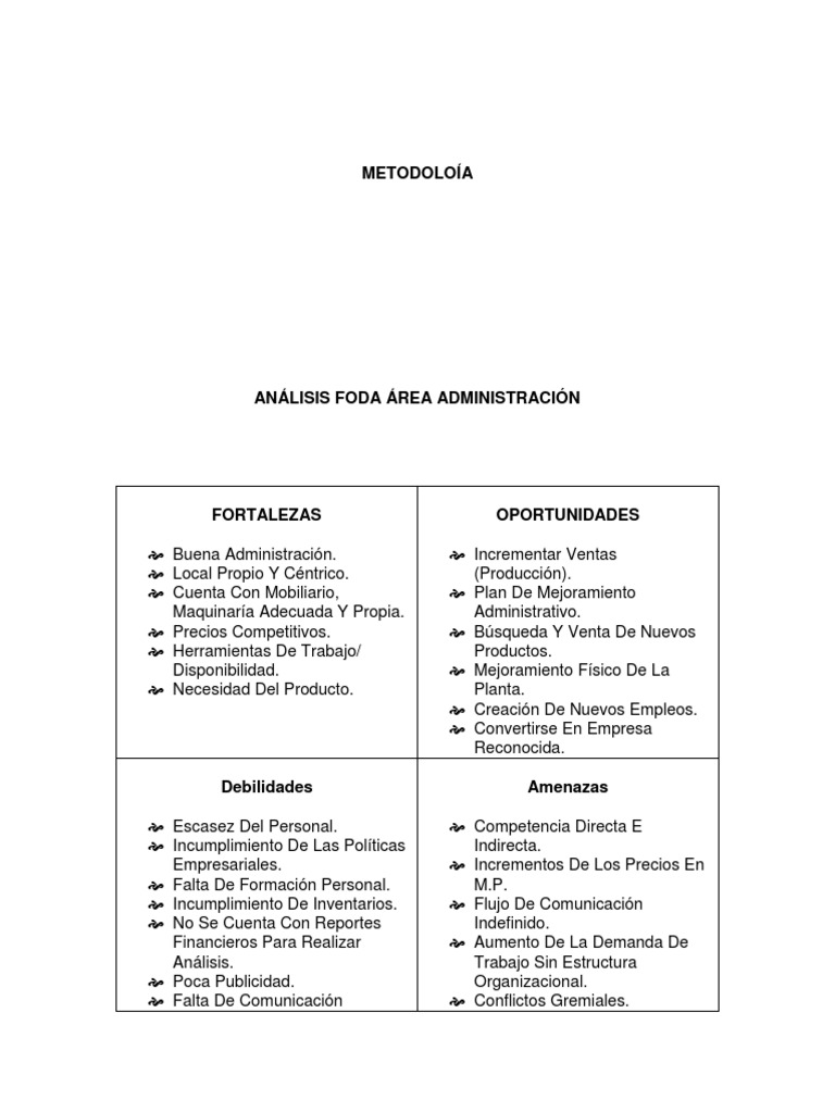 Análisis FODA en Administración Empresarial | PDF | Análisis FODA ...