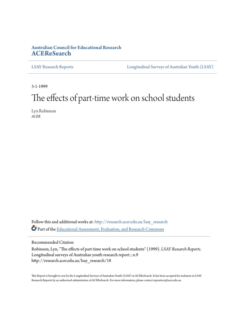 The Effects of Part-Time Work On School Students PDF | PDF ...