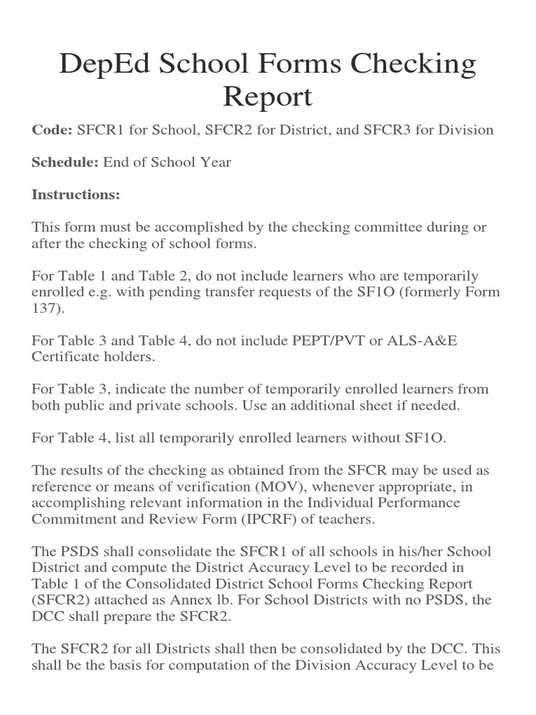 DepEd School Forms Checking Repor1 PDF Accuracy And Precision Change