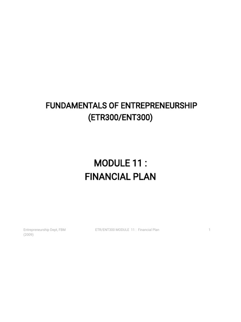 Financial Planning for Entrepreneurs | PDF | Balance Sheet | Book Value