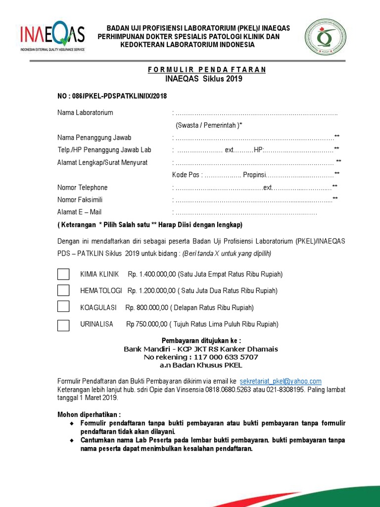 Form Pendaftaran PKEL Siklus 2019-TERBARU | PDF