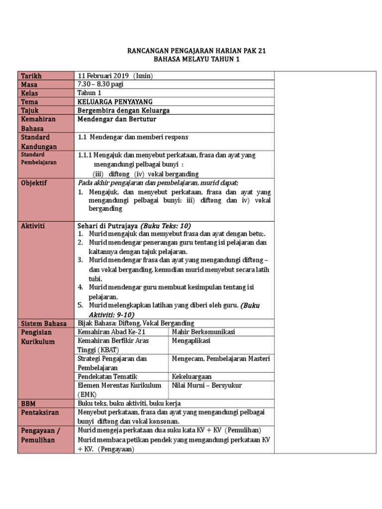 Unit 2 Bergembira Dengan Keluarga T 1 Pdf