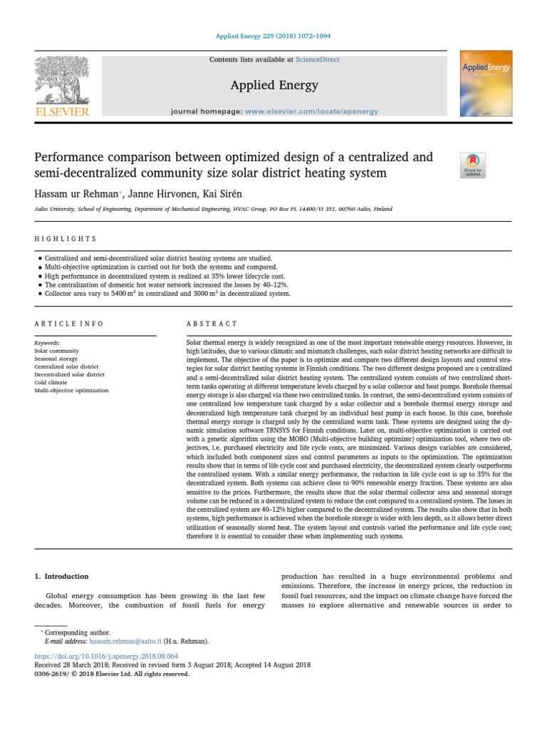 Applied Energy: Sciencedirect | PDF | District Heating | Solar Energy