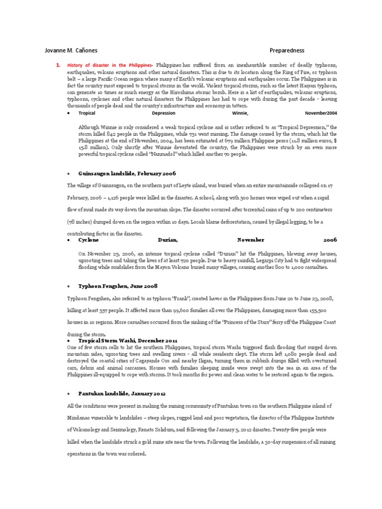 Recent Natural Disasters in the Philippines | PDF | Tropical Cyclones ...