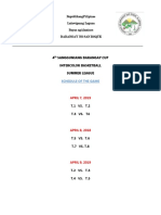 Schedule of The Game: 4 Sangguniang Barangay Cup Intercolor Basketball Summer League