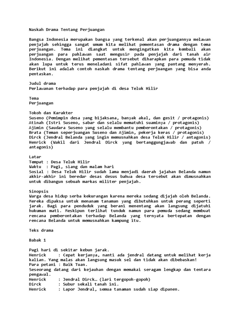 Naskah Drama Tentang Perjuangan Docx