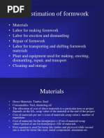 Formwork Costing