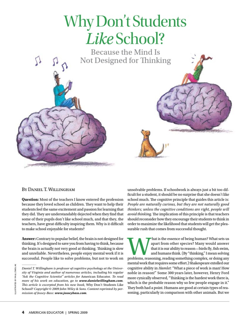 WHY STUDENTS DON'T LIKE SCHOOL.pdf | Intelligence Quotient | Thought