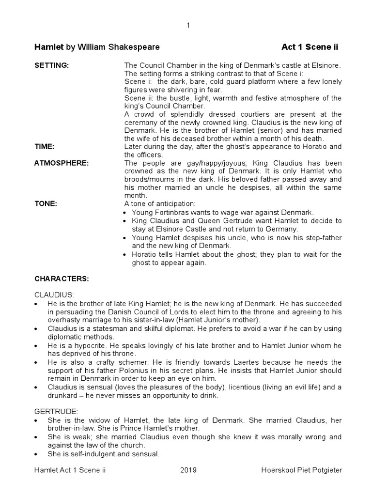 Hamlet Act 1 Scene II PDF Hamlet