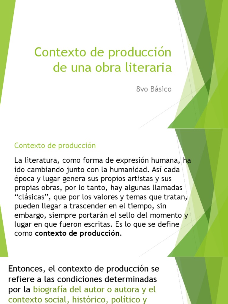 Contexto de Producción de Una Obra Literaria Ppt Octavo Autor Artes (general)