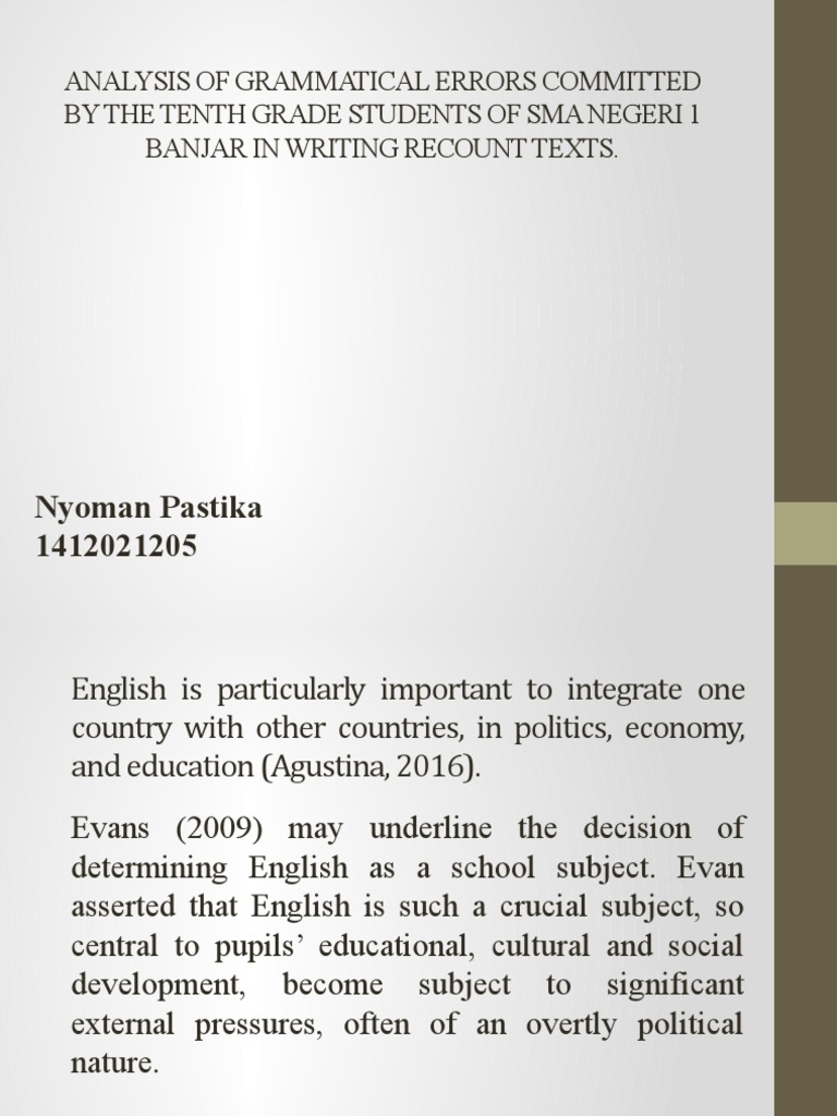 Analysis of Grammatical Errors Committed by The Tenth | PDF | Grammar ...