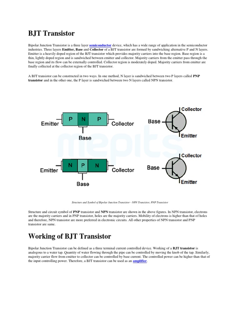 BJT Transistor PDF Bipolar Junction Transistor Transistor