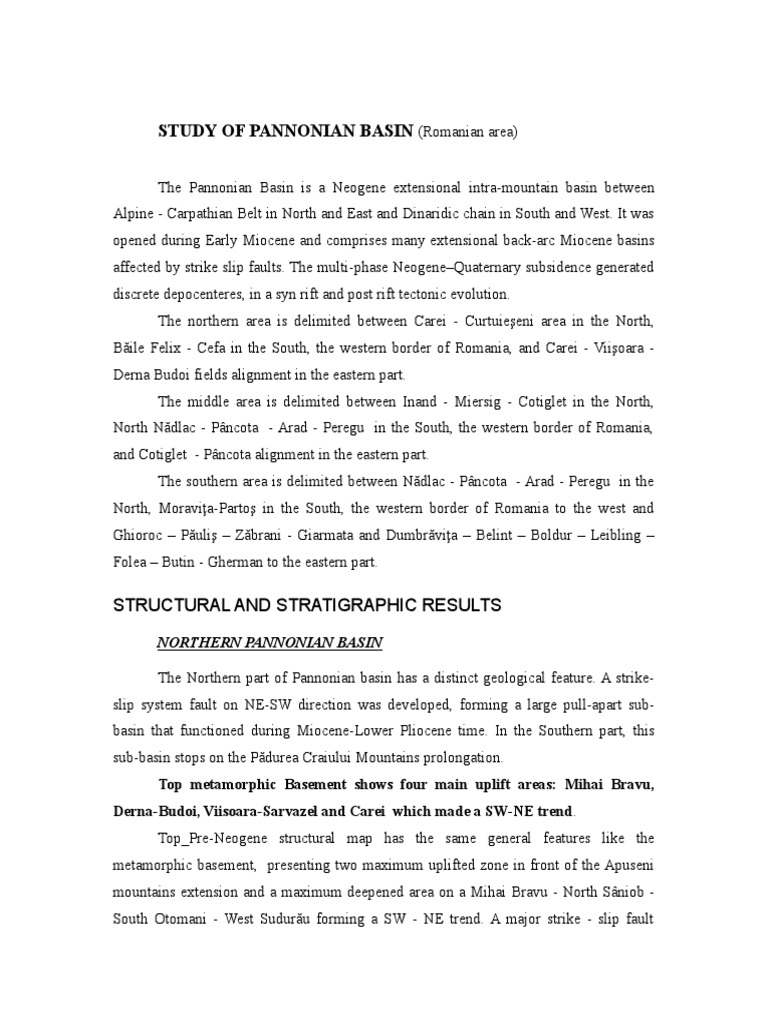 Geological Study of the Pannonian Basin | PDF | Sedimentary Rock ...