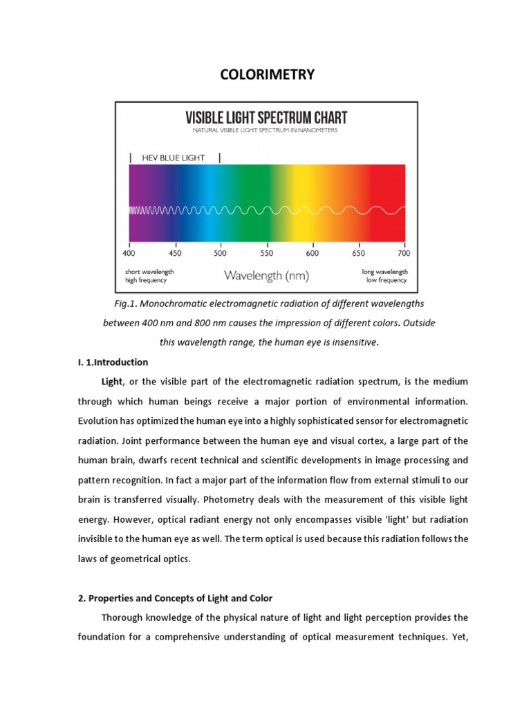 Colorimetry Light, or The Visible Part of The