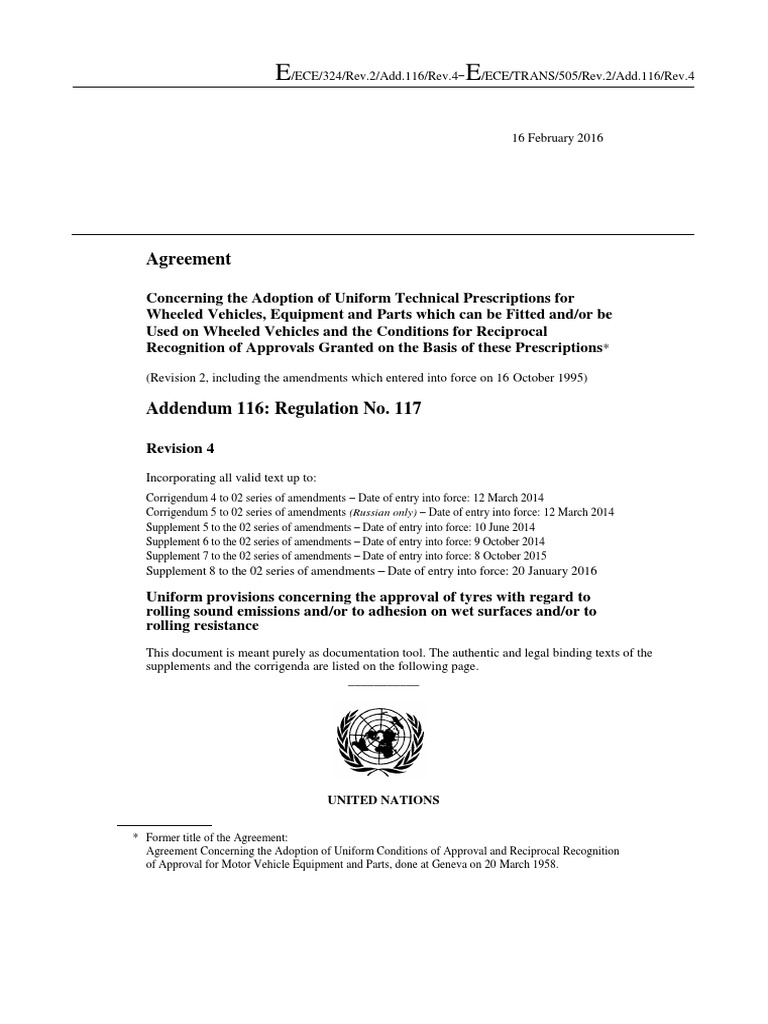 ECE R117: Tyre Approval Regulations | PDF | Tire | Trailer (Vehicle)