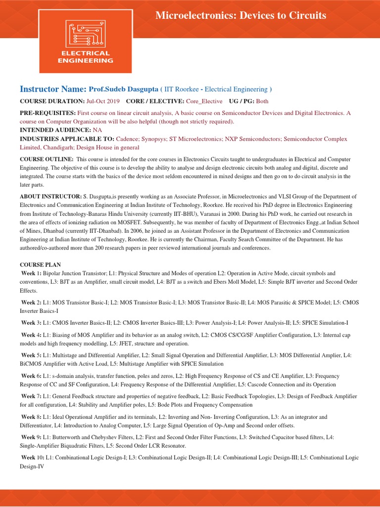 Microelectronics: Devices to Circuits Course | PDF | Bipolar Junction ...