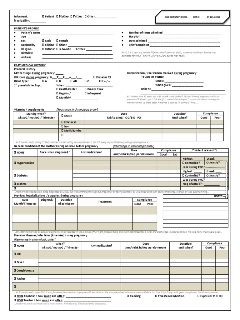 Prenatal Perinatal And Postnatal History