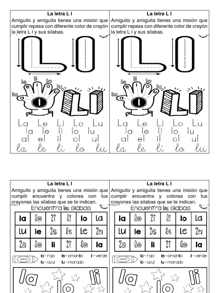 Aprende la letra L y sus silabas | PDF