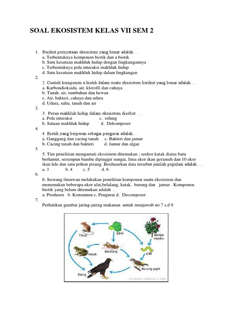 Soal Ekosistem Kelas Vii Sem Docx