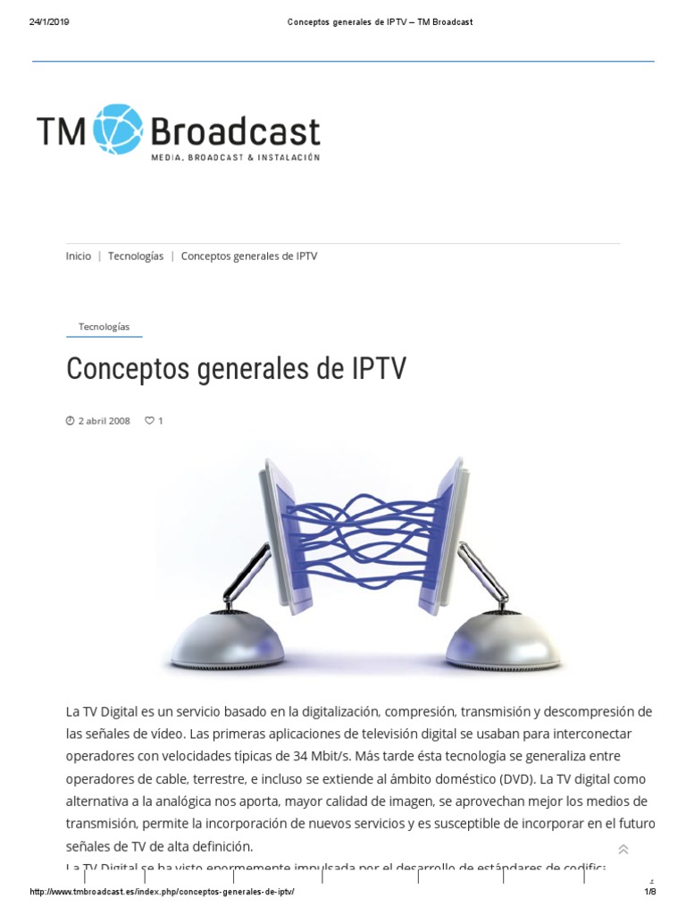Conceptos Generales de IPTV - TM Broadcast | PDF | Iptv | Televisión